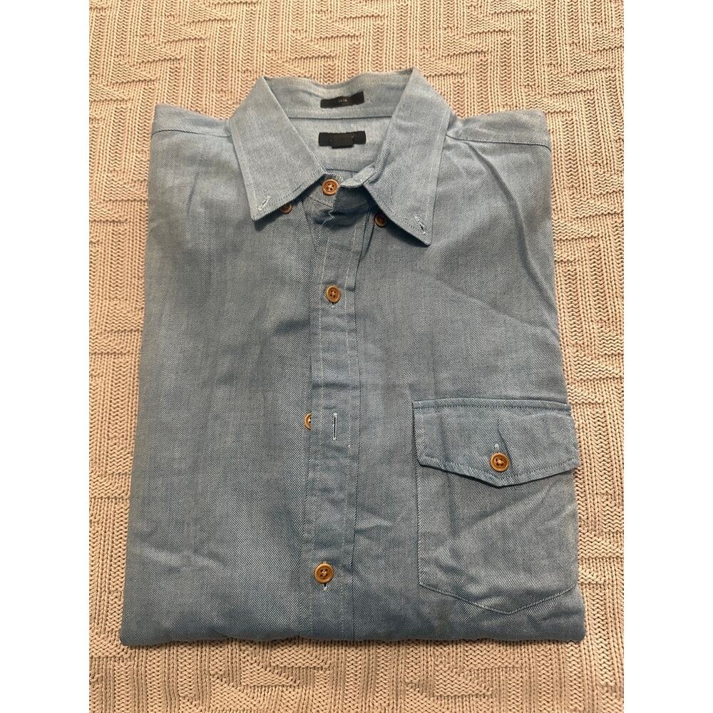 J Crew blue denim slim fit long sleeve button down size M